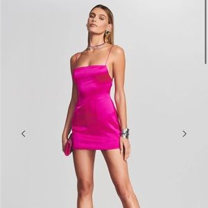 Hot pink satin retrofete mini dress